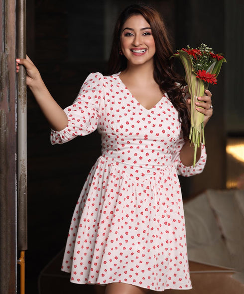 Low Waist Vintage Printed Dress